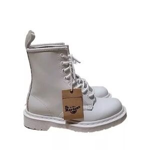 Dr Martens Mono White 1460 combat smooth leather lace up boots Vegan Size M5 W6